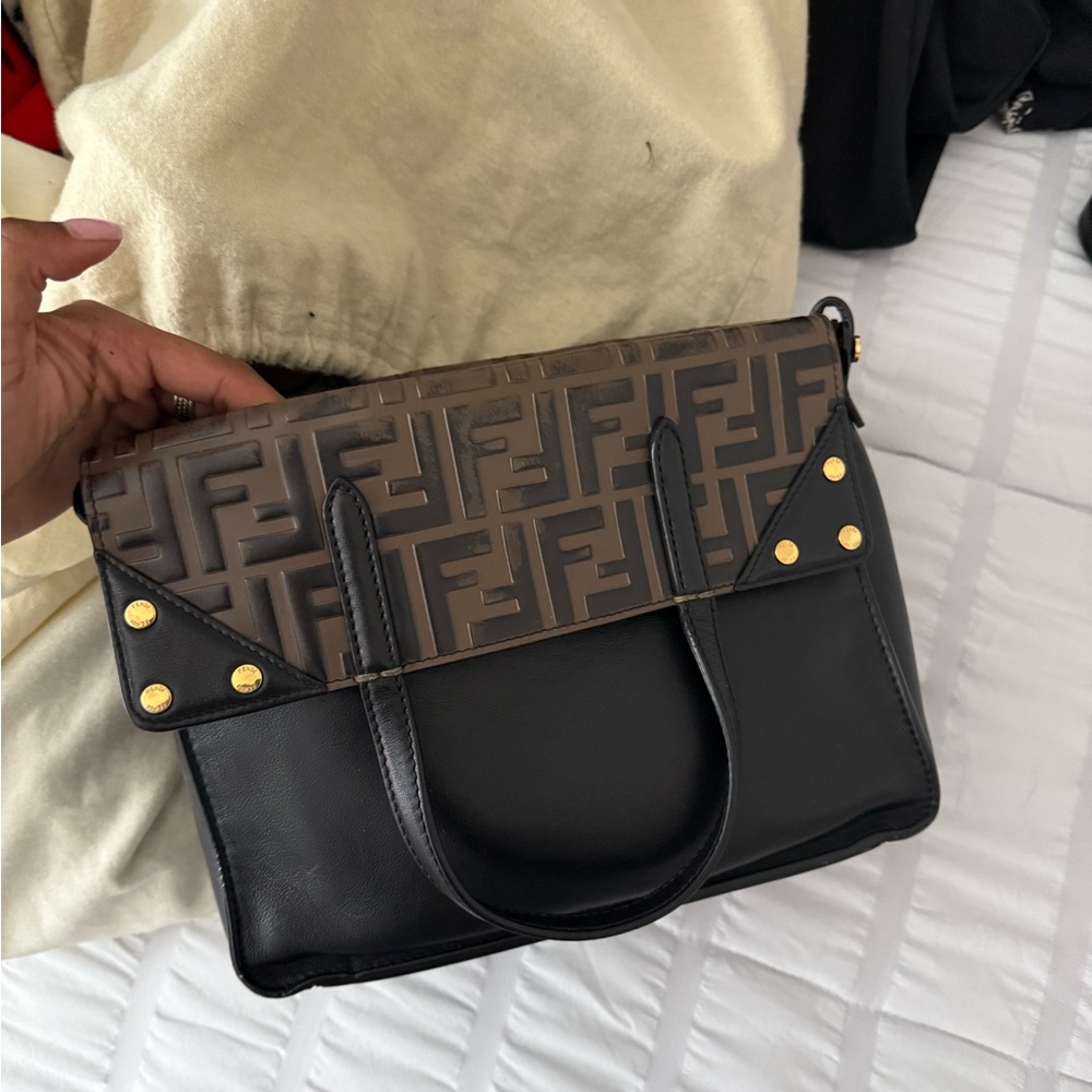 Fendi Black and Brown crossbody with Gold Accents